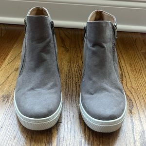 Grey Suede Wedge Sneakers